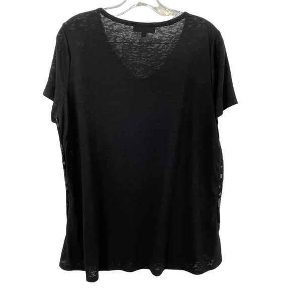 Embellished Burnout Black Leopard Print Knit Top by Dian Gilman - Sz L - Picture 2 of 10